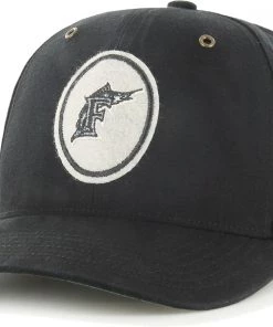 '47 Men's Miami Marlins Black Backtrack Adjustable Hat