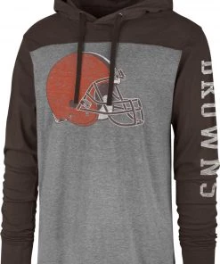 '47 Men's Cleveland Browns Grey Hooded Long Sleeve Shirt