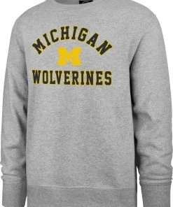 '47 ‘47 Men's Michigan Wolverines Grey Headline Crew Pullover Sweatshirt