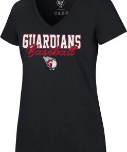 '47 Women's Cleveland Guardians Navy Rival Ribbon V-Neck T-Shirt