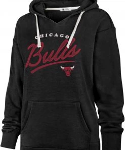 '47 Women's Chicago Bulls Black Cross Script Hoodie