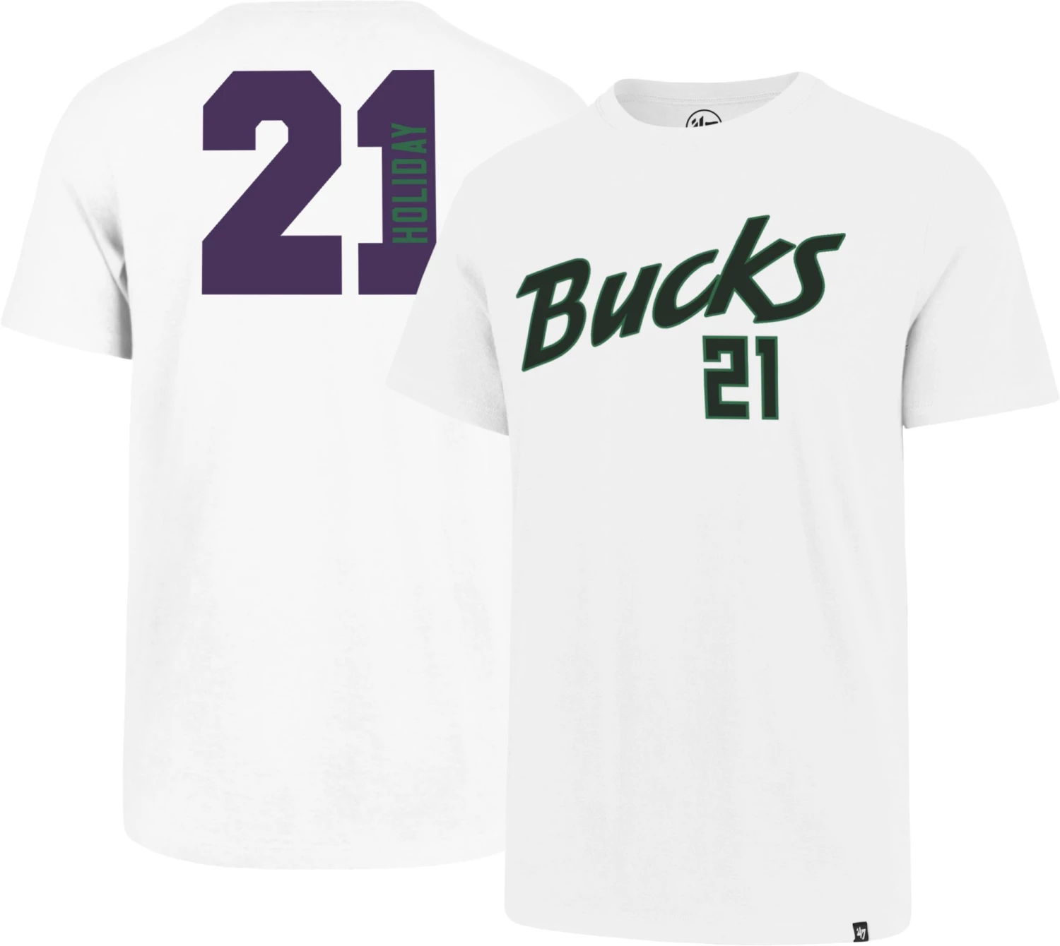 '47 ‘47 Men's Milwaukee Bucks Jrue Holiday #21 White T-Shirt 3 '47 ‘47 Men's Milwaukee Bucks Jrue Holiday #21 White T-Shirt