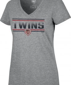 '47 Women's Minnesota Twins Gray Dazzle Rival V-Neck T-Shirt