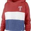 '47 Women's Texas Rangers Red Lizzy Cut Off Hoodie