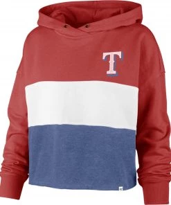 '47 Women's Texas Rangers Red Lizzy Cut Off Hoodie