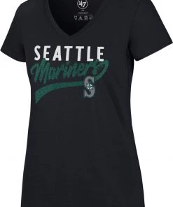 '47 Women's Seattle Mariners Navy Glitter Rival V-Neck T-Shirt
