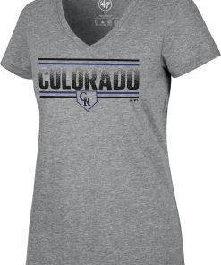 '47 Women's Colorado Rockies Gray Dazzle Rival V-Neck T-Shirt