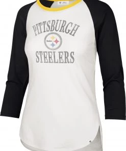 '47 Women's Pittsburgh Steelers White Long Sleeve Raglan T-Shirt