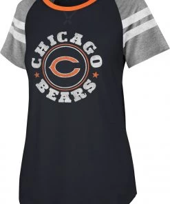 '47 Women's Chicago Bears Static Navy Raglan T-Shirt