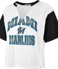 '47 Women's Miami Marlins Tan Dolly Cropped T-Shirt