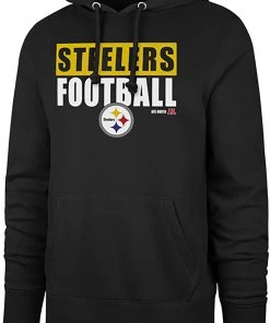 '47 Men's Pittsburgh Steelers Blockout Black Headline Hoodie