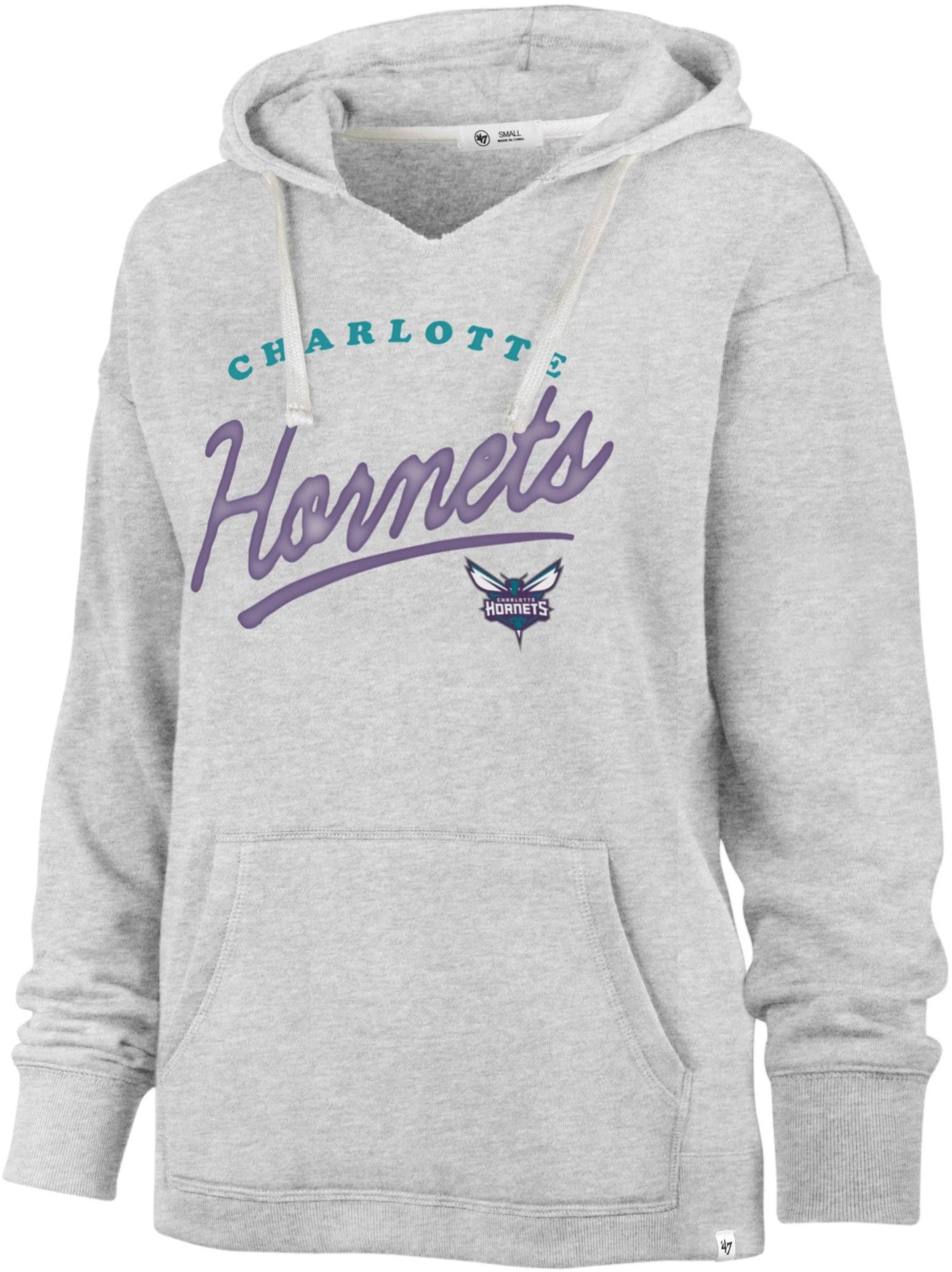 '47 Women's Charlotte Hornets Grey Cross Script Hoodie 3 '47 Women's Charlotte Hornets Grey Cross Script Hoodie